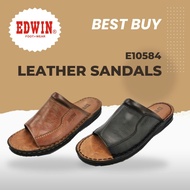 EDWIN MEN SANDALS ~ E10584 Men Leather Mule Shoes - BLACK / BROWN