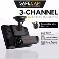 FREE POSTAGE SAFECAM A33 TRIPLE LENS 3 CAMERA 1080p (FRONT,INNER,REAR)