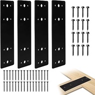 4Pcs Straight Steel Flat Plate, 10" X 3" Heavy Duty Mending Plate, Joining Brackets, Repair Joining 