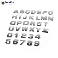 HUAIHAO 1Pc DIY 3D Metallic Alphabet Sticker Car Emblem Letter Silver Badge Decal (A-Z&0-9) P9U5