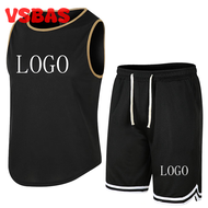 VSBAS เสื้อกั๊กออกกำลังกายสำหรับผู้ชาย,เซต2024ชุดสูทกางเกงลำลอง + เสื้อยืดแขนกุดพิมพ์ลายออกแบบได้ตาม