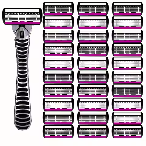 Stainless Seel 6-layer Shaver Blade, Manual Shaver for Man 1 Blade Holder 3/6 Blade Head