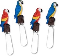 UPware 4-Piece Parrots Hand Painted Resin Handle with Stainless Steel Blade Cheese Spreader/Butter S