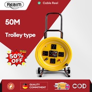 REAIM Cable Reel Extension Wire Heavy Duty Trolley Type 50M