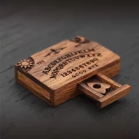 Alphabet Mini Ouija Board Game Planchette Vintage Wooden Ouija Board Desk Decoration with Drawer Min
