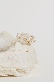 Vetiver pearl 18K solid gold ball freshwater pearl ring แหวนทองแท้ แหวนมุก มุกแท้ มุกธรรมชาติ มุกน้ำจืด ตัวเรือนทองแท้ ทอง18k จัดส่งไว