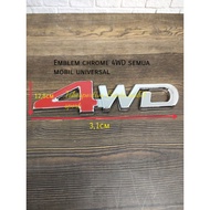 Emblem writing sticker logo Symbol Letter 4WD universaL all cars 4wd chrome