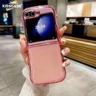 เคส KISSCASE สีใสแวววาวใสสำหรับ Samsung Zflip5ลายคลื่นเคสโทรศัพท์มือถือ Flip4 Flip5กันตก Flip3 TPU แบบนิ่มป้องกันด้านหลังเคส Galaxy Z Flip 5 4 3 5G