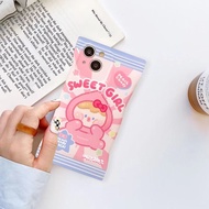 เคสถุงขนมสกรีนลาย กันเลนส์กล้อง บิดงอได้สำหรับ 7p/8p xr 11 11promax 12 12pro 12promax 13 13promax 14