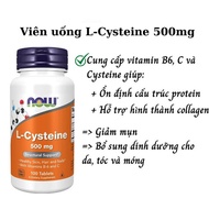 [Date 6/2027] L-cysteine Now 500mg acne reduction, skin, nail and hair care pills