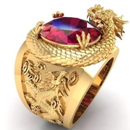 Z0YP Men's 3D Gold Ring with Sculpted Design – Striking Dragon Motif