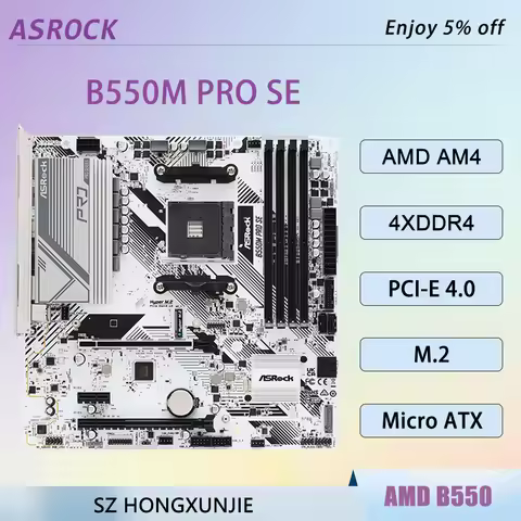 ASROCK B550M PRO SE AMD B550 Motherboard AM4 CPU Support Ryzen 7 5800X 7 5800XT 5600G 5 5600 5 5500 