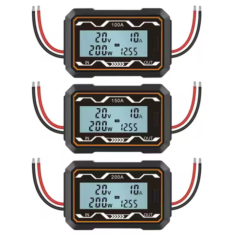 for DC Watt Meter High Precision Power Analyzer Volt Amp Watt Checker Tester 100/150/200A 0-60V ABS 