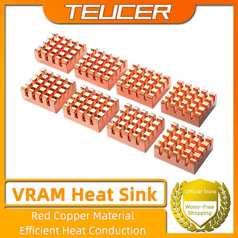 TEUCER 4/812-PCS VRAM Copper Heatsink 13x12x5mm Thermal Conductive Copper Sheet for Cooling Cooler G