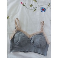 Training bra size S 75 A/B gray wool with lace trim