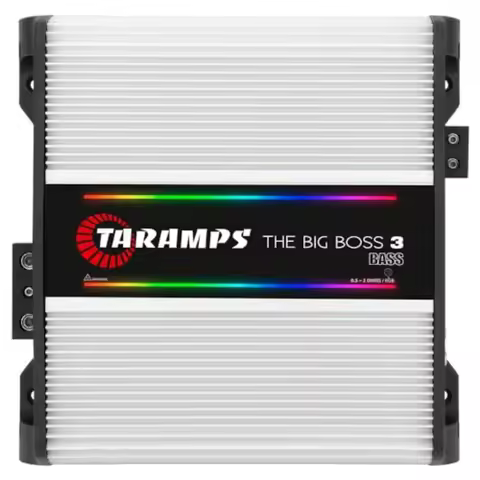 Bass Amplifier 0.5 to 2 Ohms 3000 Watts RMS 108 RGB Effects, Multi Impedance, 1 Channel Class D, Mon