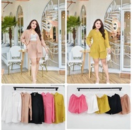 BPชุดเซตผ้าคอตตอนลินินเสื้อแขนยาวกางเกง รอบอก50”