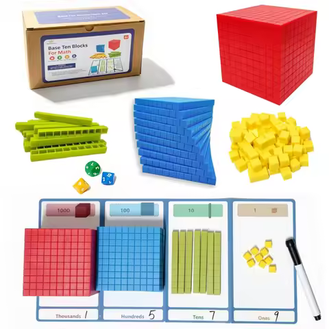 Base Ten Blocks 134Pcs for Math Place Value Blocks Base 10 Math Manipulatives Number Concepts Math C