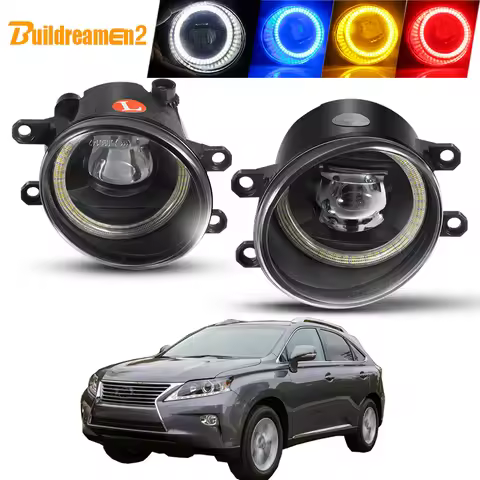 2 X Car Left + Right Angel Eye Fog Light Assembly For Lexus RX350 RX450h 2010-2013 LED Lens Fog Dayt