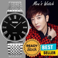 SKMEI Jam Tangan Pria Anti Air Terbaru Analog Tali Rantai Rante Besi Stainless Steel Bulat Kecil Mew