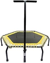 Home Office Silent Trampoline with Adjustable Handle Bar Fitness Trampoline Bungee Rebounder Jumping Cardio Trainer Workout for Adults Black and Yellow