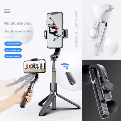 L08 Selfie Stick Tripod Stabilizer Handheld Gimbal Anti-shake 3-in-1 Phone Camera Mount for Travel Y