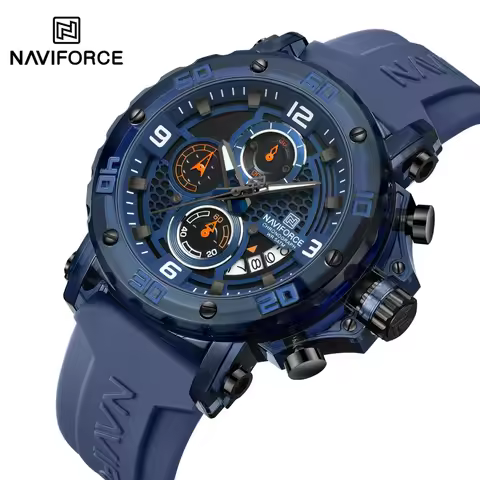 NAVIFORCE 7123 Luxury Fashion Men Quartz Watch Silicone Strap Sports Timing Automatic Date Watch 5TM