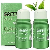 Pack of 2 Green Tea Mask Stick, Green Tea Cleaning Mask Stick, Green Mask Stick, Face Dispensing Oil Control, Blackhead Remover, Deep Clean Pores, Acne Cleansing for All Skin Types, Men Women