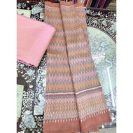 (Dress Fabric) 6-Shuttle Silk Fabric Natural Color (2 Meter Patterned + 2 Plain Color) Hole Pattern 