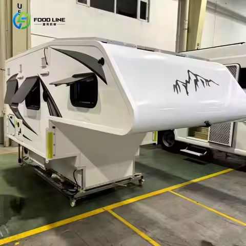 Custom 4x4 4 Person Slide-In Pick-Up Truck Camper Foldable Roof Lightweight Overland Trailer Rooftop
