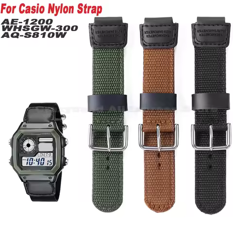 Nylon Leather Strap for CASIO AE1000W AE1200 PRG-270 AQ-S810 W-735H AEQ-110W SGW300/400 MRW-200H Men