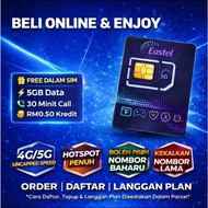 EASTEL SIM 5G Malaysia | 5GB Data + 30 Minit Call | Hotspot | 4G/5G