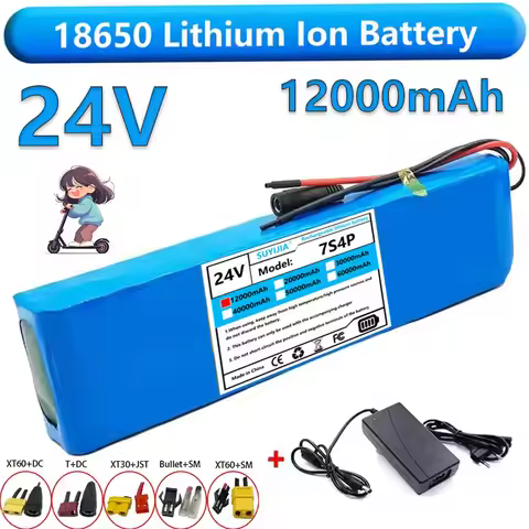 Lithium Battery 24V 12AH 7S4P 250W 29.4V 12000MAH 18650 Electric Scooter Pack 15a BMS Power Supply S