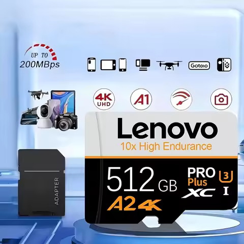 Lenovo SD Memory Card High Speed Micro TF SD Card 16GB 512GB 16GB 512GB A2 U3 V30 SD TF Flash Cards 