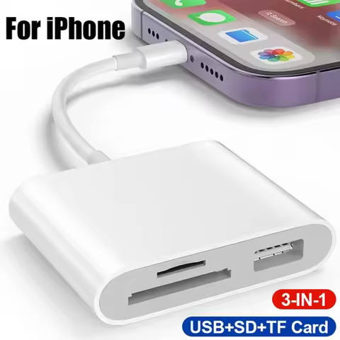 For IOS iPhone Macbook 3-in-1 Card Reader TF SD MemoryCard Reader OTG USB Adapter