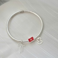 National flag charm bracelet, bow charm bracelet, Rabbit charm bracelet, SILVERGO silver bracelet