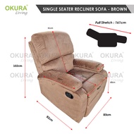 OKURA Single Seater Recliner Sofa Leisure Chair Modern Sofa Lazy Chair Kerusi Recliner Grey Brown Fu