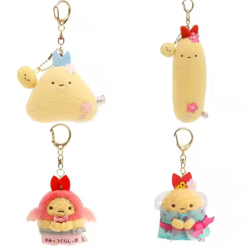 Sumikko Gurashi Sakura Fairy series Plush Keychain Soft Fried Shrimp Keyring Stuffed Bag Pendant Car
