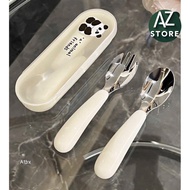 304 stainless steel baby spoon and fork set with genuine packaging - AZ STORE