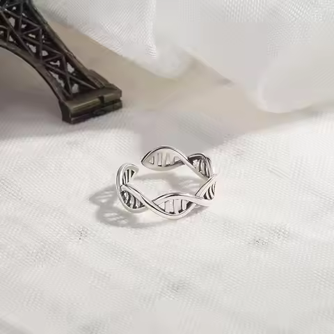 925 Sterling Silver Retro DNA Double Helix Wave Ring For Women Simple Temperament Party Gift Jewelry