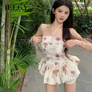 IELGY Floral halter neck slimming tube top for women