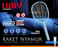 Luby Raket Nyamuk Electric L-3873 Rechargeable Tahan 20JAM