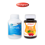 (SETคู่ 2 ขวด) MEGA We Care Fish Oil 1000 mg. (100 แคปซูล) + Wellgrow VitaMin C 1000mg (30 เม็ด)