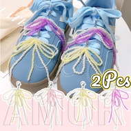2Pcs Pearl Bow Shoe Buckles - Fashion, Y2K, Exquisite - for Sneakers, Leather Shoes Decoration - DIY