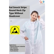 ESD Smock Stripe Round Neck Zip Type Without Headcover