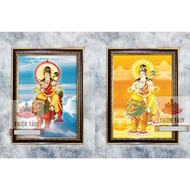 Manjushri Bodhisattva wall painting 36x48cm in glossy fabric with genuine composite frame