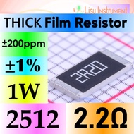 2.2Ω 2512 ±1% 1W 200V ±200ppm/ C Thick Film Resistor 2R2 2R20 25121WF220KT4E Royal Ohm