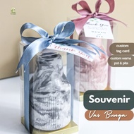 Souvenir Pernikahan Birthday Vas Bunga Marble Mini Dekorasi Aesthetic FREE Custom Warna dan Card