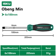 ISKU Obeng Plus Minus Magnetik Kembang Plat Bolak Balik Eceran 3-6mm Panjang 75-200mm Obeng Cebol 2i