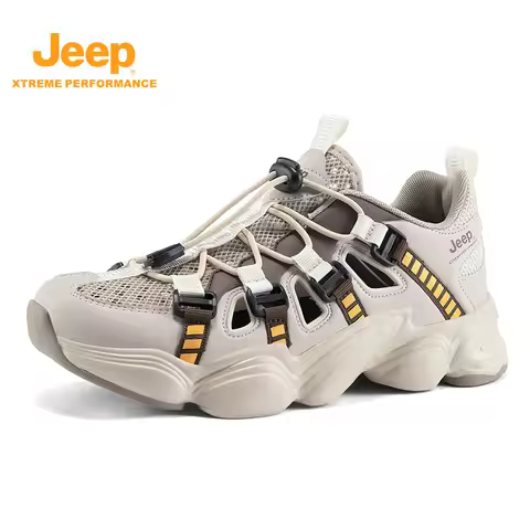 Jeep Men's Summer Breathable Outdoor Casual Shoes Hollow-Out Hiking Sneakers